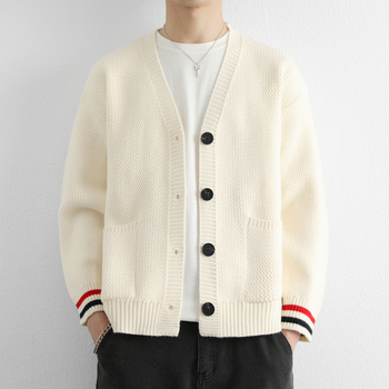 Megztas kardiganas su stovinčiu kaklu, spalvų blokas, ilgos rankovės, storesnė medžiaga, 90% poliesteris