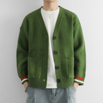 Πλεκτή ζακέτα με σταθερό γιακά, color block, μακριά μανίκια, παχύτερη κατασκευή, 90% πολυεστέρας