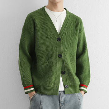 Πλεκτή ζακέτα με σταθερό γιακά, color block, μακριά μανίκια, παχύτερη κατασκευή, 90% πολυεστέρας