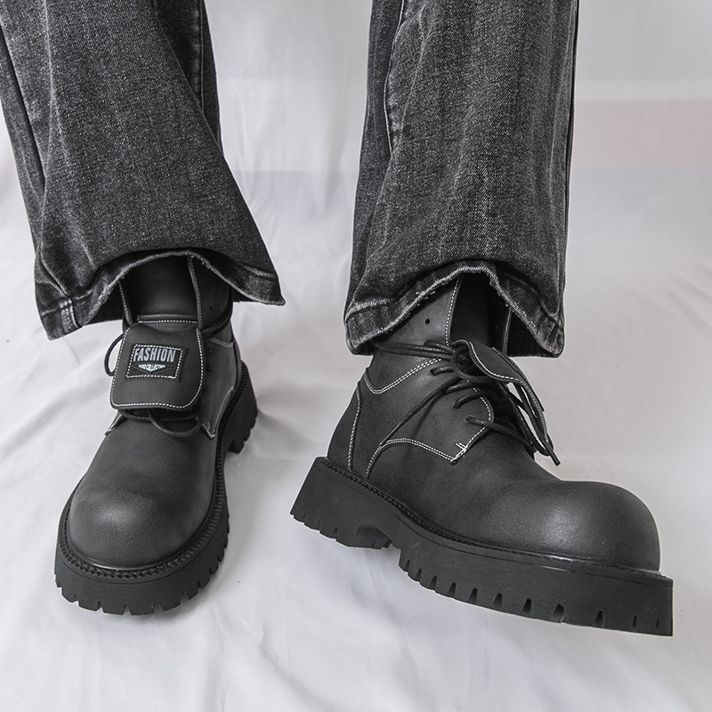 Odiniai vyriški batai, Martin stilius, PU viršus, gumos padas, vidutinio kulno aukštis 3-5 cm