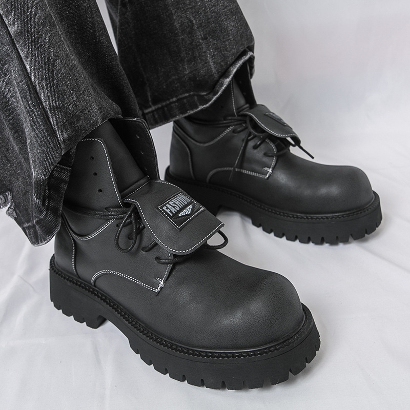 Odiniai vyriški batai, Martin stilius, PU viršus, gumos padas, vidutinio kulno aukštis 3-5 cm