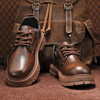 Ανδρικά Παπούτσια Οξφόρντ, Στρογγυλή Μύτη, Άνω από Συνθετικό Δέρμα, Φινίρισμα με Βερνίκι, Ενίσχυση Ύψους, Χαμηλό Τακούνι