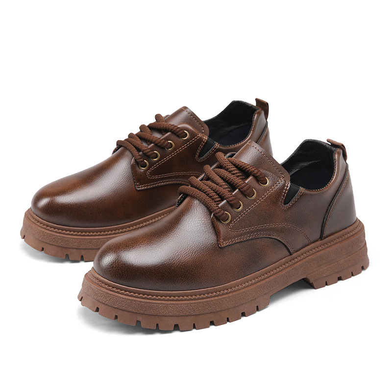 Vyriniai Oxford batai iš dirbtinės odos, apvalus priekis, lakavimo paviršius, žemas kulnas, aukštis didinantis