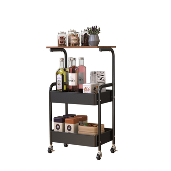 Κινητή Καρότσα Σερβιρίσματος Τραπεζαρίας, 3 Επιπέδων από Χάλυβα Ανθράκα, για Κουζίνα, Υπνοδωμάτιο και Καθιστικό
