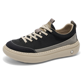 Ανδρικά chunky sneakers, επάνω μέρος από καμβά, σόλα από καουτσούκ, κορδόνια, στρογγυλή μύτη, χαμηλό τακούνι (Άνοιξη 2025)