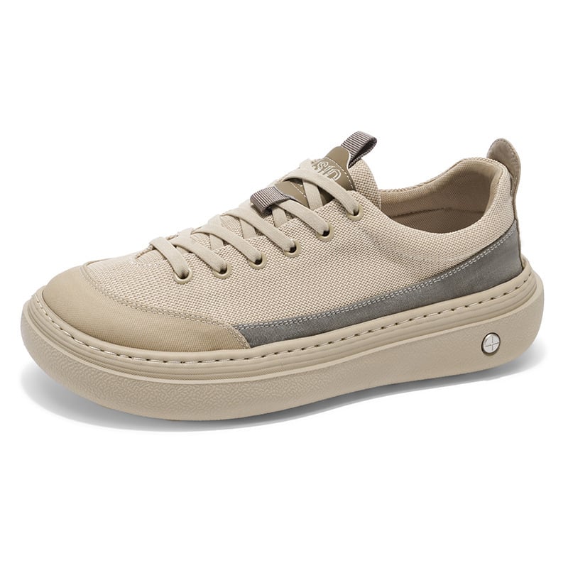 Ανδρικά chunky sneakers, επάνω μέρος από καμβά, σόλα από καουτσούκ, κορδόνια, στρογγυλή μύτη, χαμηλό τακούνι (Άνοιξη 2025)