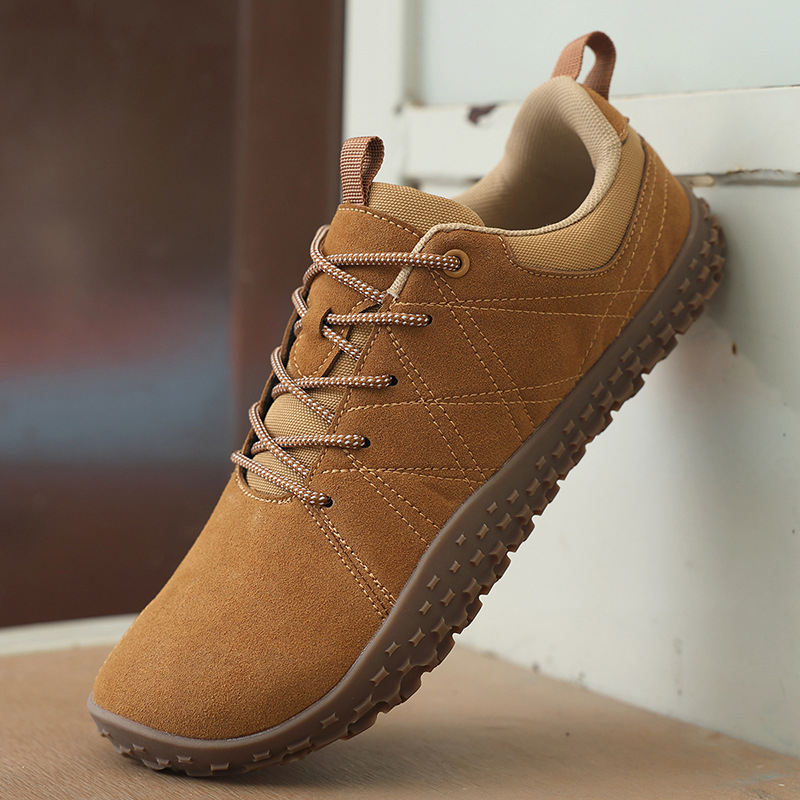 Unisex ikdienas sneakers ar govs ādas velūra augšžu, elpojoši, viegli, bieza zole, priekšējā šņore, 2025. gada rudens izlase