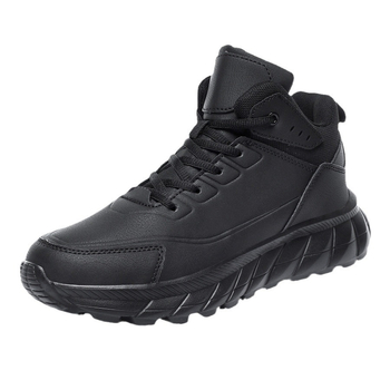 Ανδρικά χειμερινά ψηλοτάκουνα μποτάκια με επένδυση φλις, επάνω μέρος από συνθετικό δέρμα, μπροστινό κορδώνι, στρογγυλή μύτη
