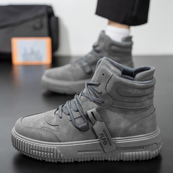 Vyriniai aukštos viršutinės skate bateliai, odinis viršus, PVC pada, raišteliai, stora pada, aukštas įėjimas