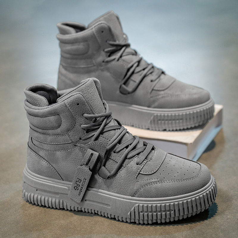 Vyriniai aukštos viršutinės skate bateliai, odinis viršus, PVC pada, raišteliai, stora pada, aukštas įėjimas