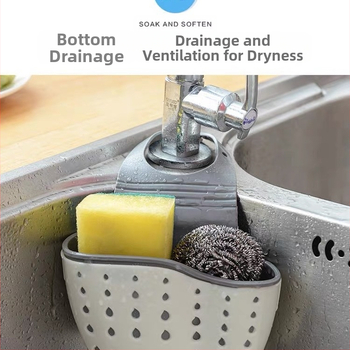 Nerūdijančio plieno virtuvės kriauklės pakabinamas nusausinimo krepšys – be gręžimo, organizatorius kempinėms ir skudurėliams