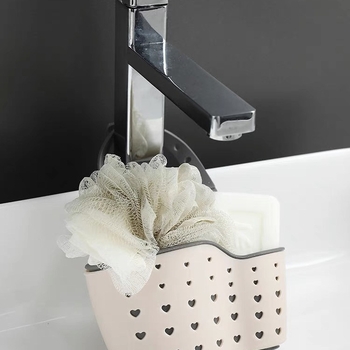 Nerūdijančio plieno virtuvės kriauklės pakabinamas nusausinimo krepšys – be gręžimo, organizatorius kempinėms ir skudurėliams