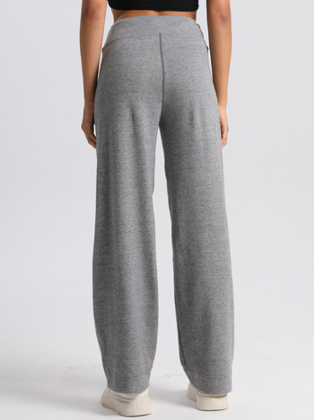 Женски плетени панталони с свободен силует, широки крачоли, висока талия, дълги, ежедневен японско-корейски стил, полиестер и вискоза, без гладене, есен 2024