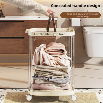 Sulankstoma skalbinių dėžė su ratukais, plastikinė, mobilus saugojimo organizatorius vonios kambariui