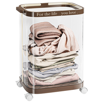 Sulankstoma skalbinių dėžė su ratukais, plastikinė, mobilus saugojimo organizatorius vonios kambariui