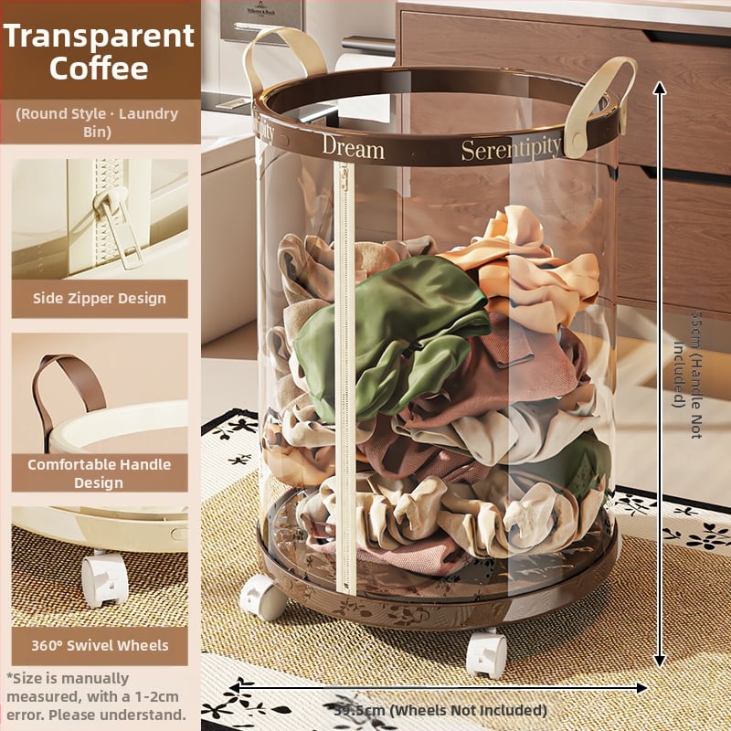 Sulankstoma skalbinių dėžė su ratukais, plastikinė, mobilus saugojimo organizatorius vonios kambariui