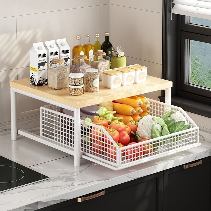 Izvelkams virtuves stūra uzglabāšanas plaukts, sienas montāža, plastmasas dārzeņu un augļu organizētājs – bez uzstādīšanas