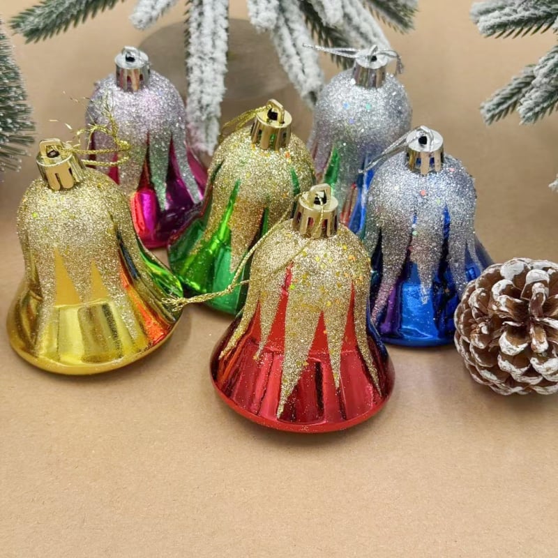 Karácsonyi harang díszek, csillogó harangok a karácsonyfára, műanyagból, klasszikus, európai és amerikai stílus, karácsonyra alkalmas