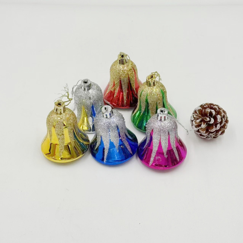 Karácsonyi harang díszek, csillogó harangok a karácsonyfára, műanyagból, klasszikus, európai és amerikai stílus, karácsonyra alkalmas