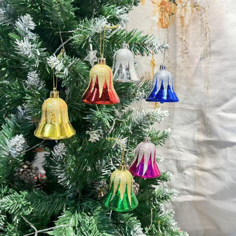 Karácsonyi harang díszek, csillogó harangok a karácsonyfára, műanyagból, klasszikus, európai és amerikai stílus, karácsonyra alkalmas