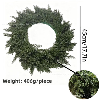 Syntetinė Kalėdinė vainikė su pušies šakelėmis, plastmasė, Amerikos stilius, pusiau rankinis, pusiau mechaninis gaminimas