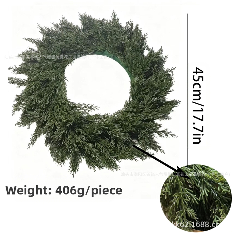 Syntetinė Kalėdinė vainikė su pušies šakelėmis, plastmasė, Amerikos stilius, pusiau rankinis, pusiau mechaninis gaminimas