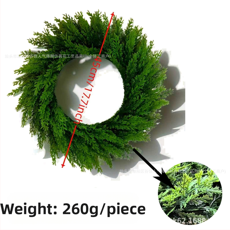 Syntetinė Kalėdinė vainikė su pušies šakelėmis, plastmasė, Amerikos stilius, pusiau rankinis, pusiau mechaninis gaminimas