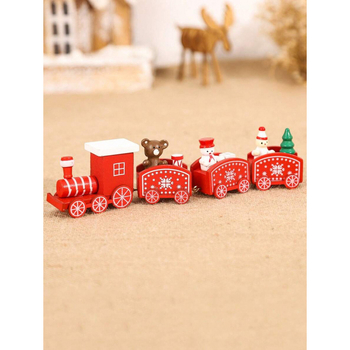 Fából készült négyrészes vonat dísz Karácsonyi dekoráció