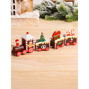 Fából készült négyrészes vonat dísz Karácsonyi dekoráció