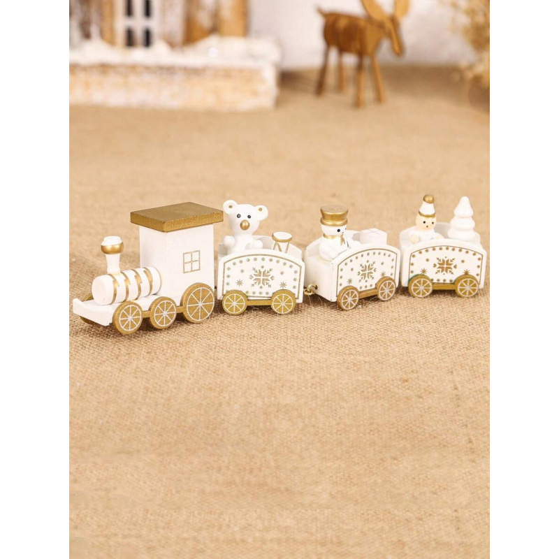 Fából készült négyrészes vonat dísz Karácsonyi dekoráció