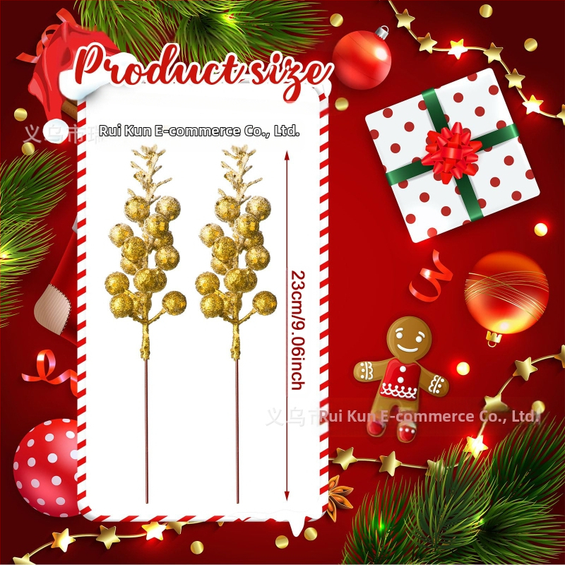 10-dielny set realistických vianočných ozdô s zlatým práškom – visia ozdoby na strom, vence a domov dekor, model WG425, materiály: pena, papier, ďalšie