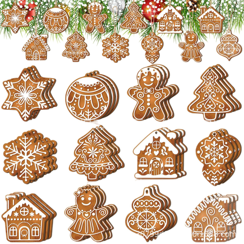 Medinis pakabinis dekoras — Kalėdinė snaigė su imbieriniais sausainiais motyvu, modelis LA-593, Kalėdinis stilius