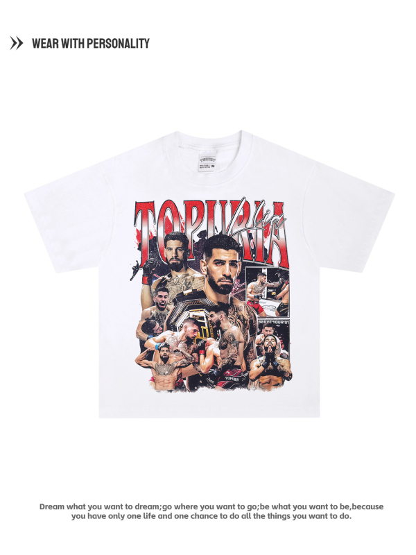 T-marškiniai American Retro su apvaliu kaklu, drop pečiai, skaitmeninis spausdinimas su charakterio motyvu, 95% medvilnė, laisvas kirpimas