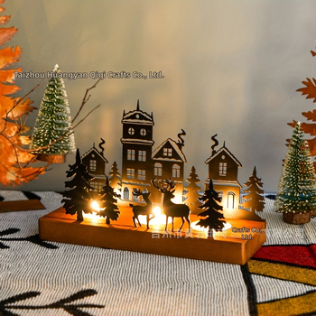 Ξύλινο κηροπήγιο με βάση από ξύλο, σχέδιο χριστουγεννιάτικου δέντρου, μοντέρνο μινιμαλιστικό στυλ για οικιακή διακόσμηση