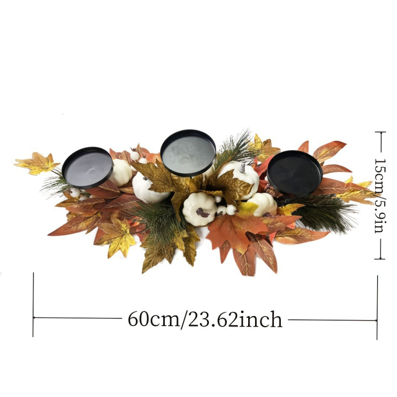 Medinė žvakių laikiklis Kalėdoms su trimis kojomis ir gėlių žiedų dekoru