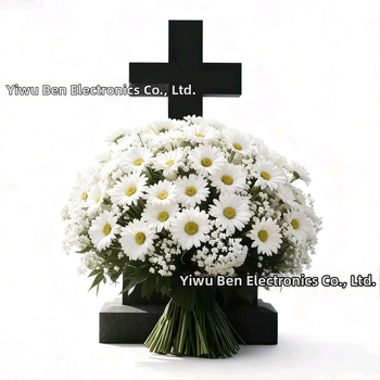 Изкуствена цветна композиция: хризантема и Baby\'s Breath; пластмаса, полу-ръчна и полу-механична изработка, за външна употреба