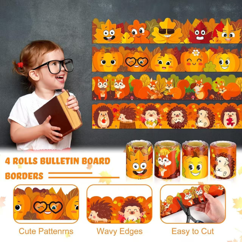 Декор за класна стая в есенен стил с тиква, сладка тема за предучилищни животни и акценти от тиква (за стена и маса) Номери на продуктите: ZC43 ZC44 ZC45 ZC46