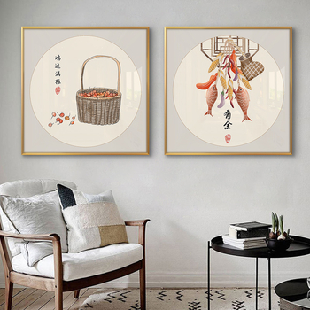 Διάκοσμητικός πίνακας τοίχου σε νεοκινεζικό στυλ, αλουμινένιος κάδρο, εκτύπωση καμβά, σετ δύο τεμαχίων, δυνατότητα εξατομίκευσης