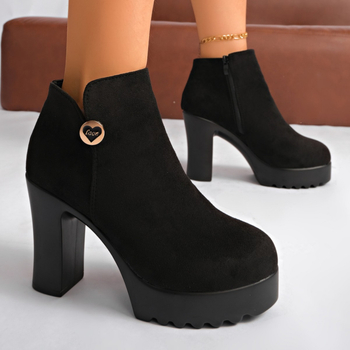 Moteriški Martins batai su storu kulną virš 8 cm, atspari vandeniui platforma, šoninis užtrauktukas, PU oda