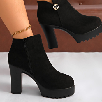 Moteriški Martins batai su storu kulną virš 8 cm, atspari vandeniui platforma, šoninis užtrauktukas, PU oda