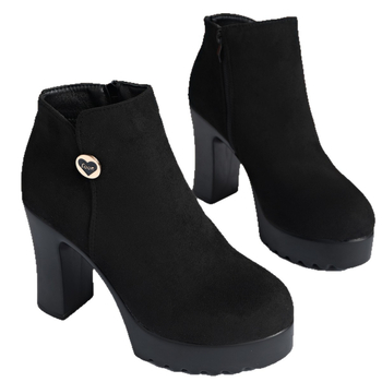 Moteriški Martins batai su storu kulną virš 8 cm, atspari vandeniui platforma, šoninis užtrauktukas, PU oda