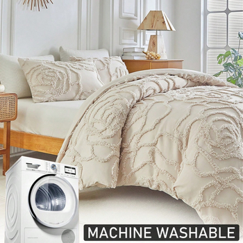 Trīsdaļīgs gultas veļas komplekts ar ziedu rakstu, digitālā druka uz ķīmiskās šķiedras, mūsdienīgs minimālisma stils, 90 g/m²