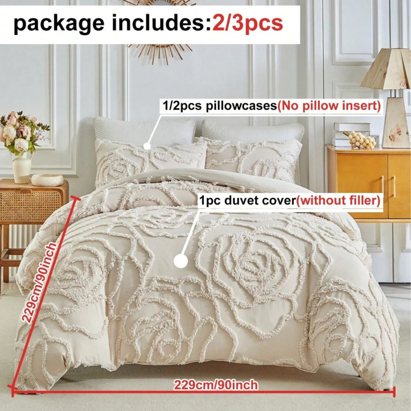 Комплект спално бельо от три части с флорални мотиви, цифров печат върху химическо влакно, модерен минималистичен стил, 90 г/м²