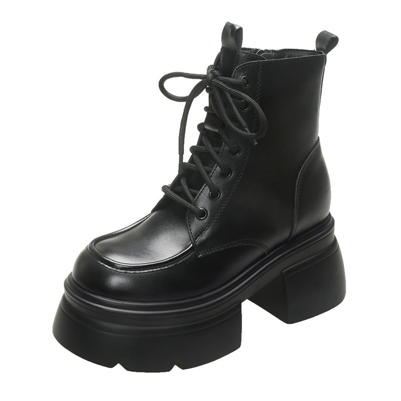 Moteriški Martins batai su aukštesnio aukščio pakėlimu - storesnė padas, 3-5 cm vidutinio aukščio kulnas, britiškas stilius, šoninis užtrauktukas