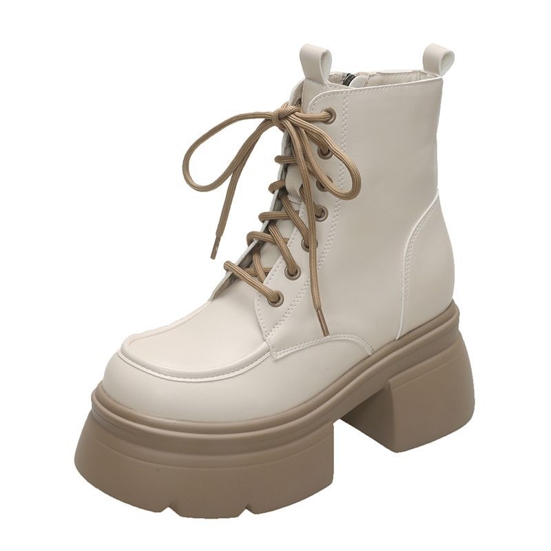 Moteriški Martins batai su aukštesnio aukščio pakėlimu - storesnė padas, 3-5 cm vidutinio aukščio kulnas, britiškas stilius, šoninis užtrauktukas