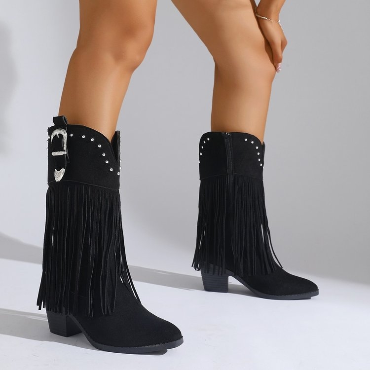 Men`s Tassel Boots with low shaft, side zipper, genuine leather upper, rubber sole, PU lining