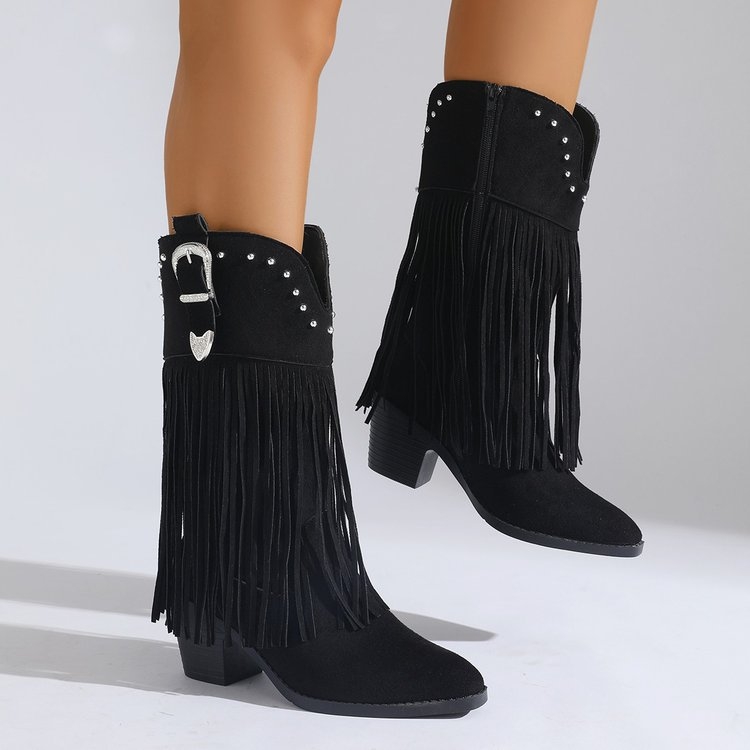 Men`s Tassel Boots with low shaft, side zipper, genuine leather upper, rubber sole, PU lining