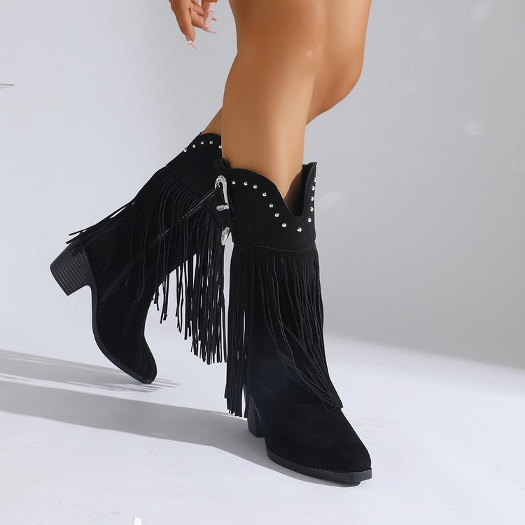 Men`s Tassel Boots with low shaft, side zipper, genuine leather upper, rubber sole, PU lining