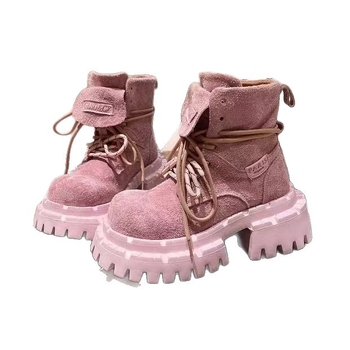 Moteriški mados auliniai batai iš mikropluošto odos, gumos padas, aukštas šarvas, apvali nosis, žemas kulnas 1–3 cm