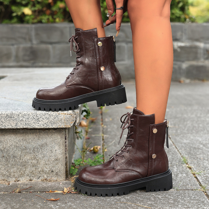 Sieviešu Martin zābaki, PU augšdaļa, gumijas zole, aizmugurē rāvējslēdzējs, zems garums, vidēja augstuma papēdis 3–5 cm